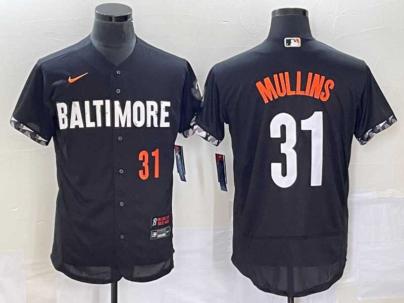 Mens Baltimore Orioles #31 Cedric Mullins Number Black 2023 City Connect Flex Base Stitched Jersey